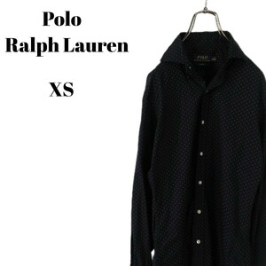 Polo Ralph Lauren ポロラルフローレン 長袖シャツ スリムフィット カラーキーパー付き ネイビー ドット柄 小さいサイズ メンズ XSサイズ