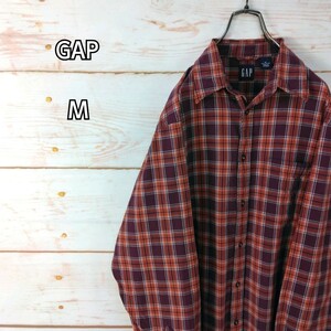 GAP ギャップ 長袖シャツ パープル系 他 チェック メンズ Mサイズ