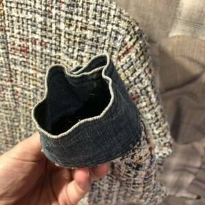 ヴィンテージ ★ 古着 Coldwater Creek コールドウォータークリーク Tweed and Denim Jacket ジャケット サイズL マルチカラー FKの画像6