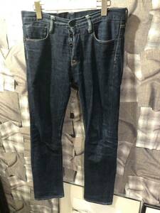 1円スタート ★ KURO クロ デニムパンツ ジーンズ ボタンフライ DIAMANTE oikawa denim インディゴ　FK