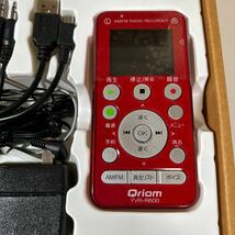 Qriom キュリオム ラジオボイスレコーダー YVR-R600(R) 赤 AM FM 付属品多数 ACアダプター 通電確認 乾電池欠品 元箱付 2017年 山善_画像5