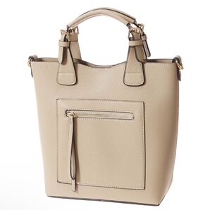 Edit Sheenフロントジップポケットハンドバッグ*ベージュ