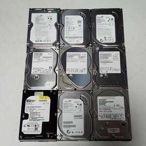 SEAGATE/Hitachi/TOSHIBA/WesternDigtal 500GB×6 250GB×3 合計3750GB/3.75TB 3.5インチ内蔵型HDD 9個セット ジャンク品 PCパーツ