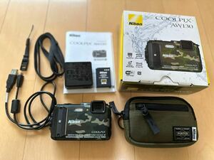 極上美品★Nikon ニコン　COOLPIX AW130　デジタルカメラ　迷彩　元箱付属品全付★ポーターNikon　専用ケース付き