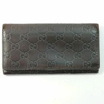 【中古】【送料無料】GUCCI グッチ シマGG ブラウン×レザー 長財布 146229.2149※メール便でお送りします【代引き不可】_画像1