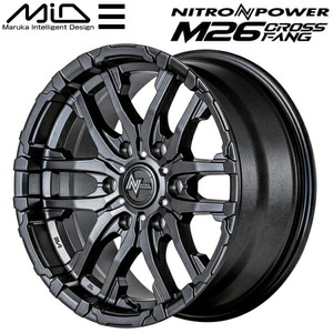 MID NITRO POWER M26 CROSS FANG ホイール1本 バレルブラック/ドリルド 8.0J-17inch 6H/PCD139.7 inset+20