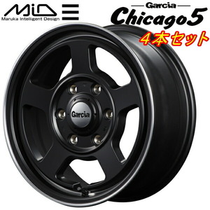 MID Garcia Chicago5 ホイール4本 セミグロスブラック/ヴァーレイ+フランジポリッシュ 6.0J-15inch 5H/PCD139.7 inset-5