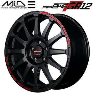 MID RMP RACING GR12 ホイール1本 クリスタルブラック/ストロボレッド 8.0J-18inch 5H/PCD114.3 inset+45