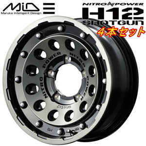 MID NITRO POWER H12 SHOTGUN ホイール4本 ブラッククリア/マシニング 6.0J-16inch 5H/PCD139.7 inset-5