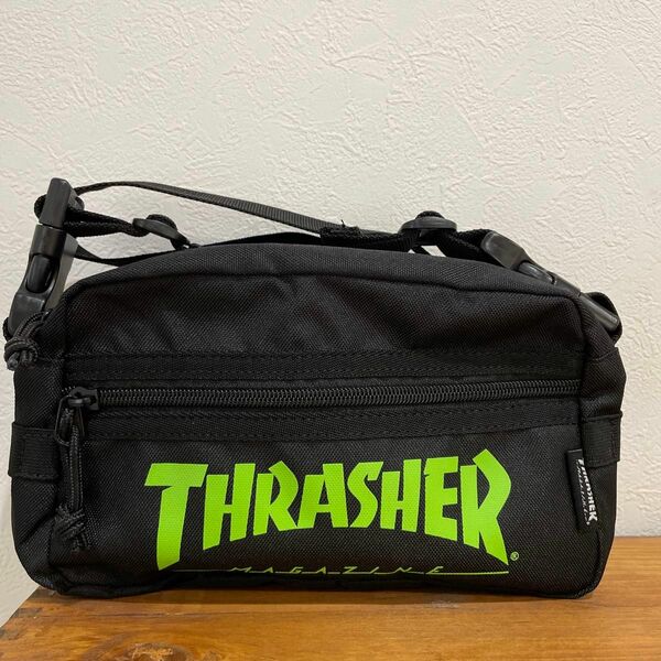 THRASHER ウエストバッグ ショルダーバッグ ボディバック ウエストポーチ ブラック 黒