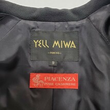 ＊a 【PIACENZA - 最高級カシミヤ】 エールミワ YELL MIWA カシミヤ ステンカラーコート 9サイズ 婦人服 レディース アウター 黒 ブラック_画像7