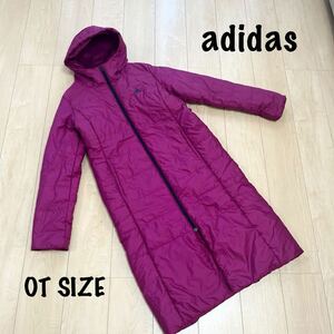  Adidas adidas lady's OT size bench coat cotton inside long coat . purple color magenta sport . war snowsuit embroidery Logo 