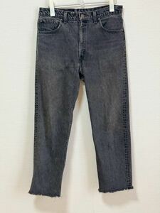 Levis 505 先染めブラックデニム USA製 W36 L32 カットオフ90s 