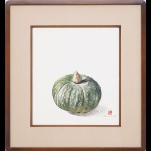 Art hand Auction 【真作】【渡鹿庵】[宮崎静夫] 8944 絵画 水彩画 ｢夏の記憶｣ 色紙 熊本 小国 師海老原喜之助 在銘, 絵画, 水彩, 静物画