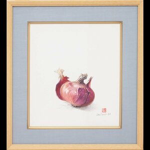 Art hand Auction [Authentisches Werk] [Toka-an] [Shizuo Miyazaki] 8945 Gemälde Japanisches Gemälde Lila Zwiebel Farbiges Papier Kumamoto Oguni Shiebihara Kinosuke Signiert, Malerei, Aquarell, Stilllebenmalerei