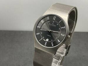 １円～稼働品・SKAGEN QUARTZ/スカーゲン クオーツ チタン 233XLTTM メンズ腕時計 QZ