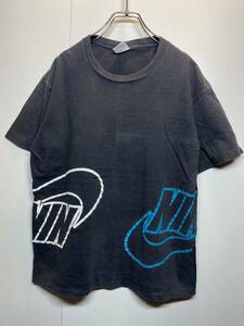 【M】USED 90s NIKE Print Tee Tshirt 90年代 ナイキ プリント Tシャツ スウォッシュ 黒 G2401