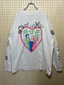 【XL】新品 SAINT MICHAEL 24SS Long Sleeve TEE PINK HEART WHITE セントマイケル ロンT ピンクハート ホワイト (SM-YS8-0000-020) G2415
