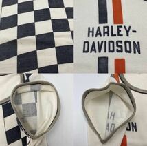 60s Champion Harley Davidson Motorcycle Racing Jersey Top チャンピオン ハーレーダビッドソン ノースリーブ シャツ 白 チェックT40_画像4