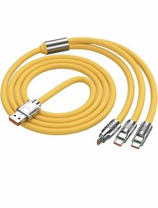 充電ケーブル 3in1 USB ケーブル 急速充電 1.2m 充電コード Type-C ケーブル Micro USB ケーブル iPhone15充電ケーブル（イエロー）