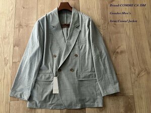 新品 COMME CA ISM MEN コムサイズム ウォッシャブル かすりチェック ダブル ジャケット 03グレー Mサイズ 25JC13 定価13,800円