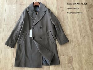 新品訳有り COMME CA ISM MEN コムサイズム 厚手 ウールライク ダブル チェスターコート 08カーキ Mサイズ 20WA08 定価19,800円