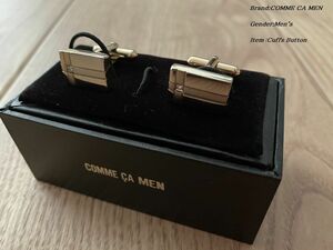 新品 COMME CA MEN コムサメン 日本製 市松チェックモチーフ カフスボタン 27シルバー 52US07 定価12,100円