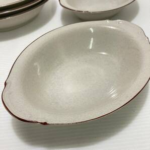 昭和 レトロ カレー皿 洋食器 スープ皿 皿 ボウル 5枚 セット スプーン付 ストーンウェア 箱付 未使用の画像3