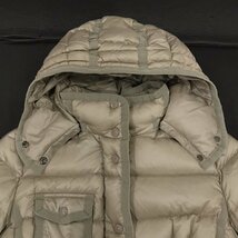 モンクレール サイズ2 エルミンヌ HERMINE ダウンコート フロントジップ フード レディース ベージュ MONCLER_画像3