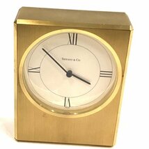 ティファニー 置時計 クロック スクエア ラウンドフェイス ローマン 白文字盤 GDカラー 電池式 稼働 Tiffany＆Co._画像1