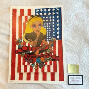 世界限定100枚 DEATH NYC 不思議の国のアリス USA 星条旗 Dismaland アメリカ ポップアート アートポスター 現代アート KAWS Banksy