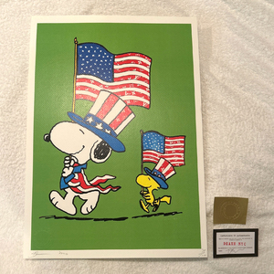 DEATH NYC スヌーピー SNOOPY ヴィトン LOUISVUITTON 星条旗 ポップアート 世界限定100枚 PEANUTS アートポスター 現代アート KAWS Banksy