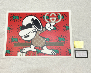 世界限定100枚 DEATH NYC スヌーピー SNOOPY グッチ GUCCI キースヘリング ポップアート PEANUTS アートポスター 現代アート KAWS Banksy