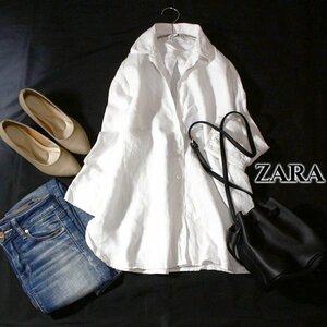 美品 ザラ ZARA オーバーサイズ ゆったり リネンシャツ S 春 夏 24D02