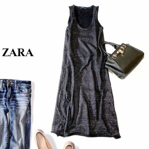 ☆☆ 美品 ZARA KNIT ザラニット ☆☆ 大人可愛い レインボーラメ 起毛ストレッチ ニット ワンピース S 秋 冬 23B12