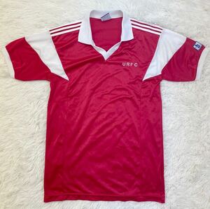 80-90s　URFC　ヴィンテージ　半袖　サッカー　ユニフォーム　ゲームシャツ　スリーストライプ　メンズ　Lサイズ　当時物　昭和レトロ