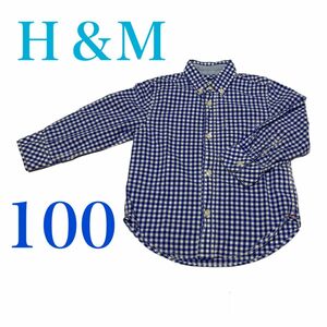 H&M ベビー　キッズ　長袖シャツ　ギンガムチェック　ボタンダウン　100 古着　即購入OK 即日発送　