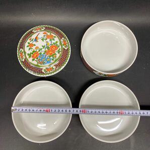 N 3027 新品保管品！！ [ 喜峰 三段重 持ち手付 ] 箱入 色絵 花 鳥 陶器製 和食器 和柄 喜峰釜 骨董 コレクションの画像4