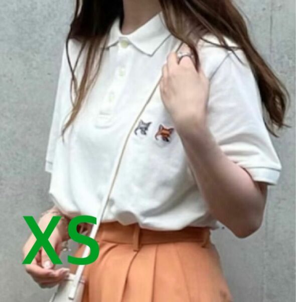 メゾンキツネ☆ダブルフォックス　ユニセックス　ポロシャツ　XSサイズ　ホワイト⑤