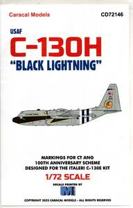 新製品　1/72 Caracal Models カラカルモデルスデカール CD72146 USAF CT ANG C-130H "Black Lightning"