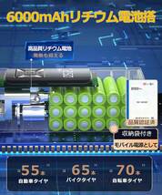 AY95　電動空気入れ 車 自転車 充電式 コードレス エアーポンプ 最大圧力150PSI 自動停止 自動車/自転車/ボール/浮き輪_画像6