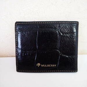 *Mulberry/マルベリー*クロコ型押しレザー*カードケース*名刺入れ*黒*