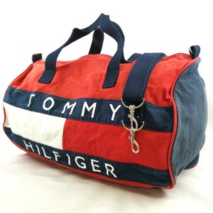 N ◎【商品ランク:B】トミーヒルフィガー TOMMY HILFIGAR ロゴプリント 2way ショルダーベルト付 ボストン / トラベル バッグ 男女兼用鞄