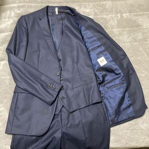 TAKEO KIKUCHI タケオキクチ スリーピース スーツ　サイズ3(Ｌ) ネイビー ストライプ柄