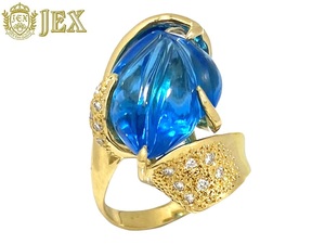 Blue Topaz K18 Brute Pars Diamond Ring № 127952