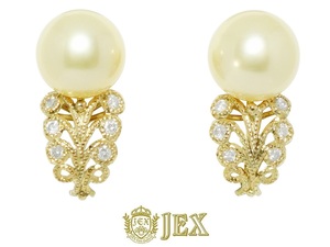 South Sea Pearl K18 White Butterfly pearl gold group diamond earrings NO.304592