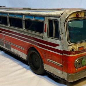 ブリキのおもちゃ　車　日本高速バス1960年代　特大６９cm バネと歯車が弾く太鼓のエンジン音付き