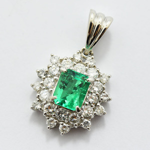  emerald 0.94 diamond 0.89 pendant top PT900 new goods burnishing finishing used 