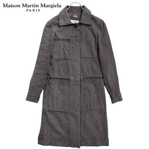 希少★ Martin Margiela マルタンマルジェラ ここのえ期 ロングコート ステンカラーコート アウター ⑥ グレー コットン 38サイズ