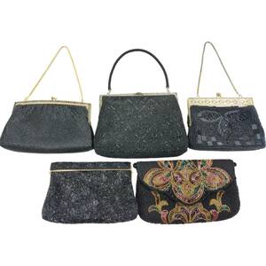 [L218]* storage goods * beads back together 5 point spangled kimono small articles kimono handbag party bag bulrush . clutch bag beads 